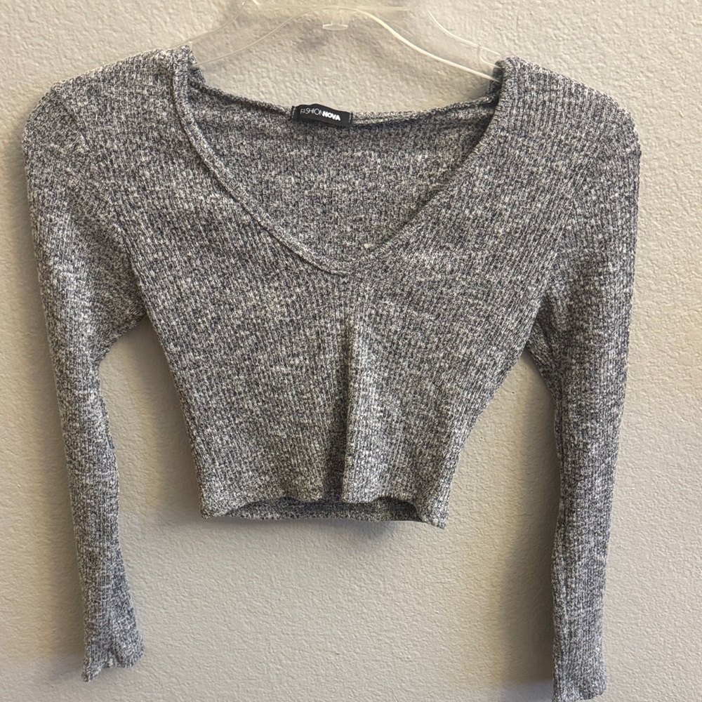 Fashion Nova Gray Knit Crop Top